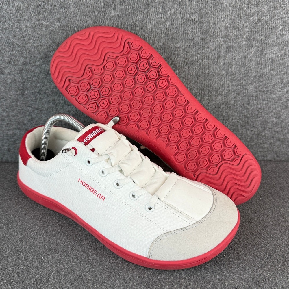 HOBIBEAR Men's Barefoot Shoes White Red Sorrel Sneakers EU 43|US9.5-10 (W11)